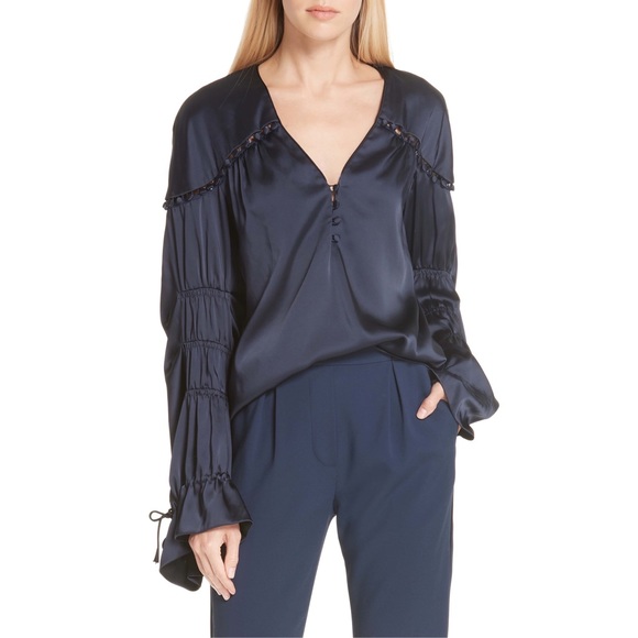 Jonathan Simkhai Tops - 🌃🆕 Jonathan Simkhai ღ Gathered Sleeve Satin Top